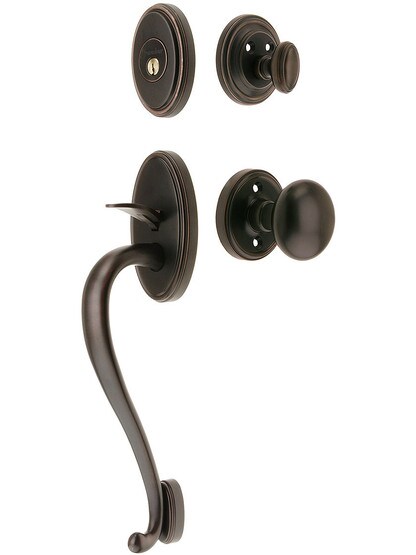 Georgetown Entry Handle Set in Oil-Rubbed Bronze Finish with Fifth Avenue Knob and